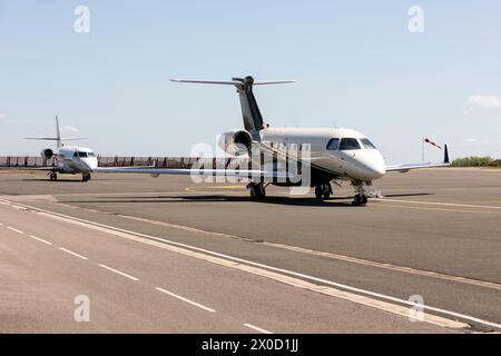 Embraer Legacy 500 am Flughafen Biarritz, Frankreich Stockfoto