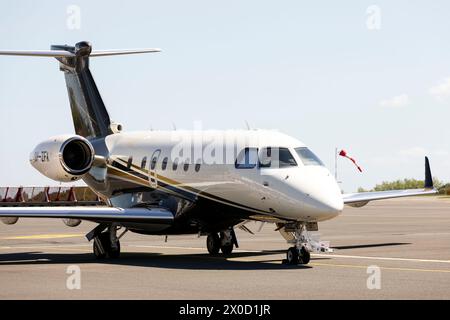 Embraer Legacy 500 am Flughafen Biarritz, Frankreich Stockfoto