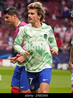 Madrid, Spanien. April 2024. Antoine Griezmann von Atletico Madrid während der UEFA Champions League, Viertelfinale, 1. Leg-Fußballspiel zwischen Atletico Madrid und Borussia Dortmund am 10. April 2024 im Metropolitano-Stadion in Madrid, Spanien. Foto: Laurent Lairys/ABACAPRESS.COM Credit: Abaca Press/Alamy Live News Stockfoto