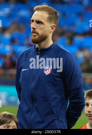 Madrid, Spanien. April 2024. Jan Oblak von Atletico Madrid während der UEFA Champions League, Viertelfinale, 1. Leg-Fußballspiel zwischen Atletico Madrid und Borussia Dortmund am 10. April 2024 im Metropolitano-Stadion in Madrid, Spanien. Foto: Laurent Lairys/ABACAPRESS.COM Credit: Abaca Press/Alamy Live News Stockfoto