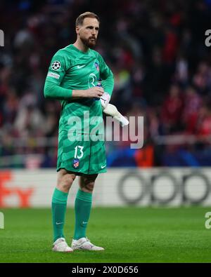 Madrid, Spanien. April 2024. Jan Oblak von Atletico de Madrid spielte am 10. April 2024 im Civitas Metropolitano Stadion in Madrid, im Viertelfinale, im ersten Leg zwischen Atletico de Madrid und Borussia Dortmund. (Foto: Bagu Blanco/PRESSINPHOTO) Credit: PRESSINPHOTO SPORTS AGENCY/Alamy Live News Stockfoto