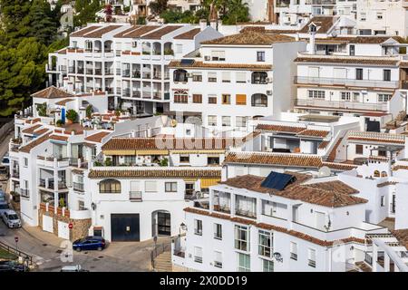 Mijas, Spanien - 22. Oktober 2023: Wunderschönes und charmantes weißes Dorf Mijas in Andalusien. Spanien Stockfoto