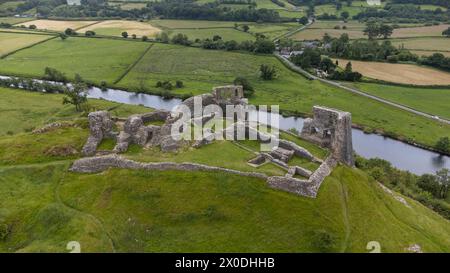 Luftaufnahme von Castell Dryslwyn, Dryslwyn Castle, Welsh Castle Castle, in der Nähe von Llandeilo, Carmarthenshire, Wales, Großbritannien Stockfoto