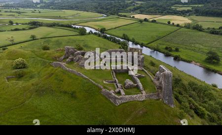 Luftaufnahme von Castell Dryslwyn, Dryslwyn Castle, Welsh Castle Castle, in der Nähe von Llandeilo, Carmarthenshire, Wales, Großbritannien Stockfoto