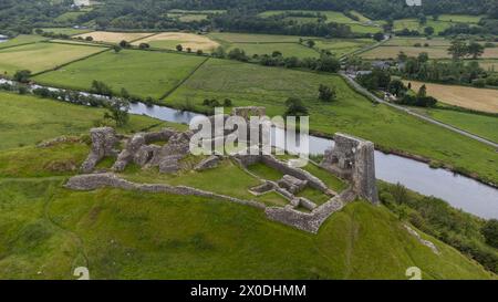 Luftaufnahme von Castell Dryslwyn, Dryslwyn Castle, Welsh Castle Castle, in der Nähe von Llandeilo, Carmarthenshire, Wales, Großbritannien Stockfoto