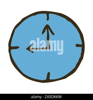 Doodle farbenfrohe Wanduhr-Ikone Hand gezeichnet mit dünner Linie in minimalistischem Stil Stock Vektor