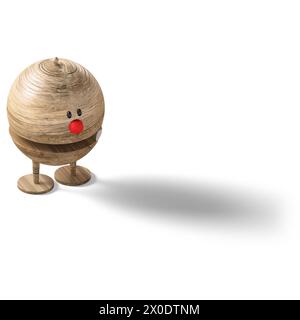 Creative Concept isometrisches Holzspielzeug isoliert auf einfachem Hintergrund , passend für Ihre Asset-Elemente. Stockfoto