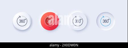 Symbol für 360-Grad-Linie. Schild mit Panoramablick. Simulation der VR-Technologie. Zeilensymbole. Vektor Stock Vektor
