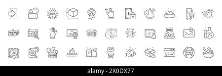 Symbole für Benachrichtigungen, Hautpflege und Bildung. Für Web-App drucken. Zeilensymbole. Vektor Stock Vektor