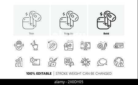 Touchscreen-Gesten, Technik- und Kartonkonsolen. Für Web-App drucken. Zeilensymbole. Vektor Stock Vektor