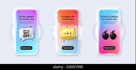 Bis zu 30 % Rabatt auf den Verkauf. Preisschild für Rabattangebot. 3D-Modellverlaufsbildschirm des Telefons. Vektor Stock Vektor