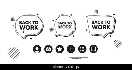 Zurück zur Arbeitsmarkierung. Stellenangebot. Symbole für Sprechblase. Vektor Stock Vektor