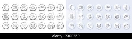 Symbole für Messenger, Lampe und Chat-Blasenlinien für Mitarbeiter. Für Web-App drucken. Zeilensymbole. Vektor Stock Vektor
