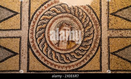 Gaziantep, Türkei - 18. Oktober 2023: Ein Mosaik im Zeugma Mosaic Museum Stockfoto