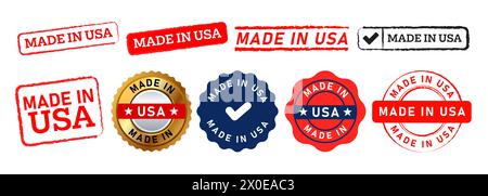 Made in usa Stempel- und Siegelabzeichen für Land Produktgeschäft hergestellte Industrie Stock Vektor