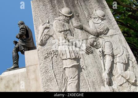 Denkmal für den spanischen Konquistador Pedro de Mendoza (der 1536 Buenos Aires gründete) - Lezama Park, Stadtteil San Telmo in Buenos Aires, Argentinien Stockfoto