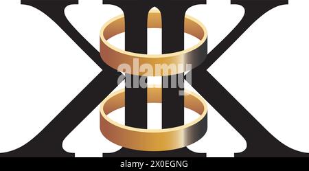 K- und K-Buchstaben mit Ehering-Logo. - Vektor Stock Vektor