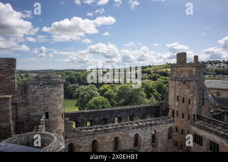 Blick von der Dachterrasse vom Linlithgow Palace, West Lothian, Schottland Stockfoto