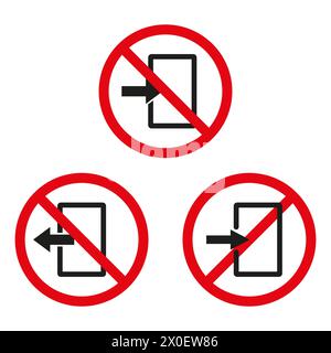 Keine Eingabesignale für Datenübertragung. Symbole für unzulässiges Hochladen und Herunterladen. Einschränkung des Datenaustauschs. Vektorabbildung. EPS 10. Stock Vektor