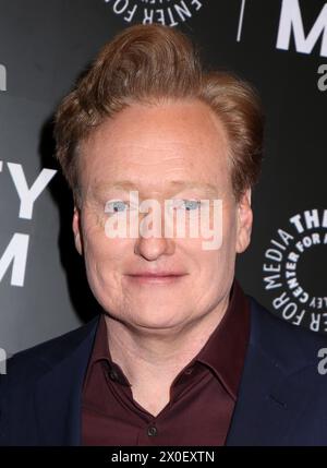 New York City, USA. April 2024. Conan O'Brien besuchte PaleyLive – Globetrotting & Podcasting: Conan O'Brien's Life After-Night-TV am 11. April 2024 im Paley Museum in New York City © Steven Bergman/AFF-USA.COM Credit: AFF/Alamy Live News Stockfoto