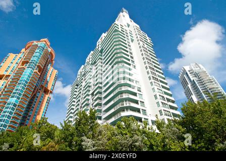 Luxuswohnungen am South Beach in Miami Beach, Florida - USA Stockfoto