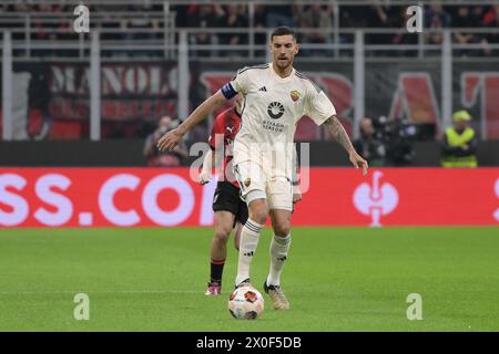 Mailand, Italien. April 2024. San Siro Stadium, Mailand, Italien - Lorenzo Pellegrini von AS Roma während des UEFA Europa League Fußballspiels, Mailand gegen Roma, 11. April 2024 (Foto: Roberto Ramaccia/SIPA USA) Credit: SIPA USA/Alamy Live News Stockfoto