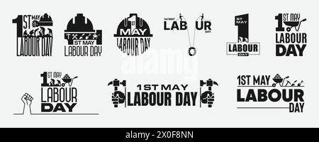 Set von Labor Day Typografie Design - International Labor Day Designs Stock Vektor