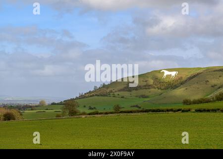 Bratton Camp White Horse Stockfoto