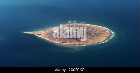 Luftaufnahme von Sir Abu Nu'Ayr, Abu Dhabi, VAE. Stockfoto