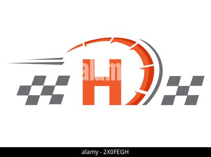 Buchstabe H mit Racing Flag Logo. Symbol Für Das Speed-Logo Stock Vektor