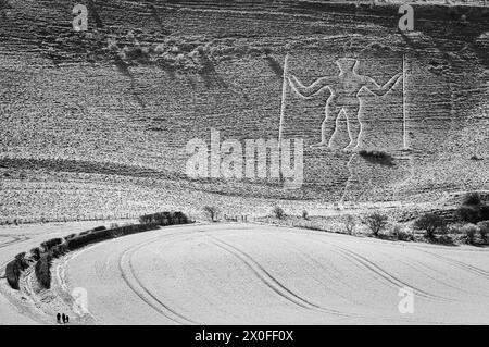 Der Long man of Wilmington im Süden liegt im Osten Sussex im Südosten Englands Stockfoto