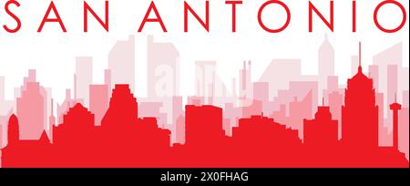 Rotes Poster mit Panoramablick über die Skyline von SAN ANTONIO, USA Stock Vektor