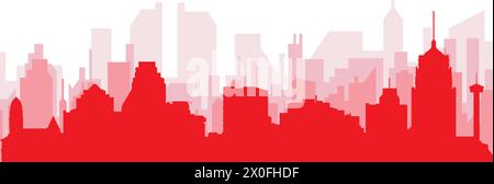 Rotes Poster mit Panoramablick über die Skyline von SAN ANTONIO, USA Stock Vektor