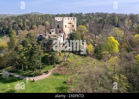 Skalni hrad Valecov u Mnichova Hradiste, Cesky raj, Ceska republika / Felsenburg Valecov bei Mnichovo Hradiste, Böhmisches Paradies, Tschechische republik Stockfoto