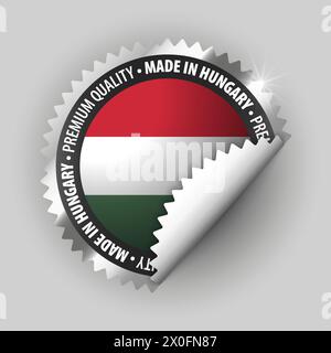 Hergestellt in Ungarn Grafik und Label. Element der Wirkung für die Verwendung, die Sie daraus machen möchten. Stock Vektor