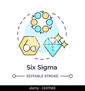 Symbol für das mehrfarbige Konzept der Six Sigma-Methodik Stock Vektor