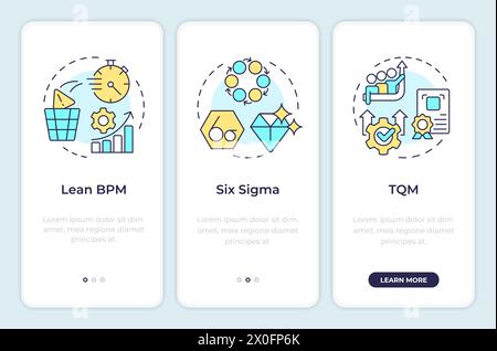 BPM-Methoden Onboarding Mobile App Bildschirm Stock Vektor