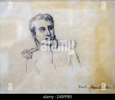 Napoleon bonaparte von Jacques Louis David - Graphit auf Papier, 1821 - Museo Napoleonico di Roma a palazzo Primoli - Rom, Italien Stockfoto