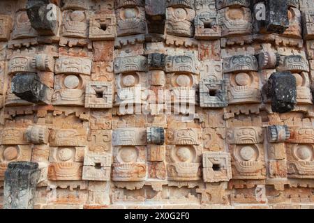 Details der majestätischen Kabah Ruinen, Mexiko. Stockfoto