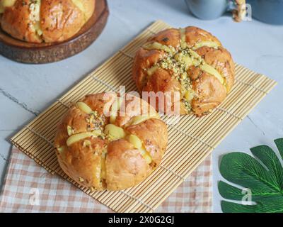 Koreanisches Knoblauchbrot, frisch aus dem Ofen selbst zubereitet Stockfoto