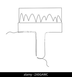 Einfache Zeichnung der Pinselabbildung. Konstruktion von Werkzeugen für Industriekonzeptvektor. Durchgehende Zeichnung mit einer Linie. Stock Vektor
