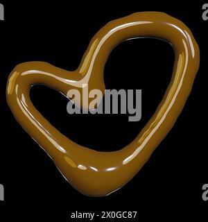 3D-Rendering mit flüssiger Herzform für Gourmet- oder valentinstag-Verpackungen Stockfoto