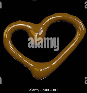 3D-Rendering mit flüssiger Herzform für Gourmet- oder valentinstag-Verpackungen Stockfoto