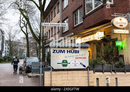 Horst Schimanski Gasse und Damm Cafe in Duisburg Ruhrort, Deutschland Stockfoto