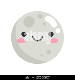 Niedliche Cartoon-Figur mit lächelndem Mond. Kindlicher Stil. Mond-Symbol. Vektorabbildung Stock Vektor