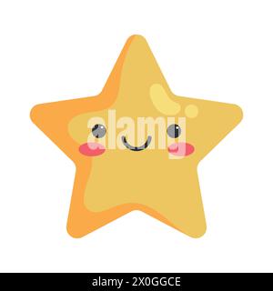 Niedliche, lächelnde Star-Figur. Kindlicher Stil. Mond-Symbol. Vektorabbildung Stock Vektor