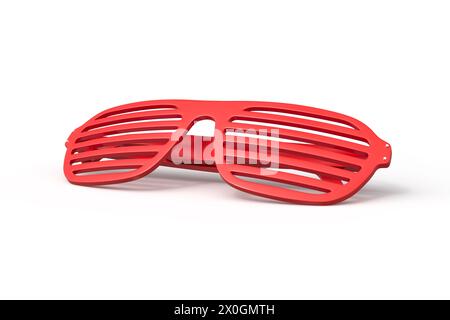 Frontansicht der roten Blendenschattierungen auf weiß Stockfoto