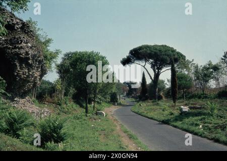 Blick auf die Via Appia Antica in Rom. [Automatisierte Übersetzung] Stockfoto