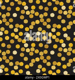Nahtloses Muster in goldenen Glitzerflecken. Vektorillustration im handgezeichneten Stil Stock Vektor
