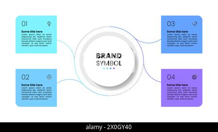 Infografik-Vorlage mit Symbolen und 4 Optionen oder Schritten. Kann für Workflow-Layout, Diagramm, Banner, webdesign verwendet werden. Vektorgrafik Stock Vektor